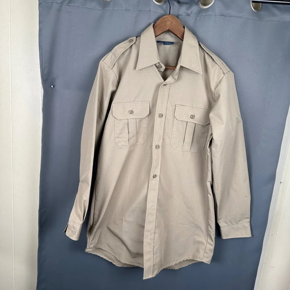 Propper Mens Tactical Ripstop Long Sleeve Shirt Tan Khaki Epaulets M/L F5302